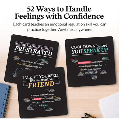 Emotional Strength Mindset Cards – 52 Daily Coping Skills & Emotional Regulation Habits – Stress & Feelings Management Cards for Kids, Teens & Adults – Gift for Parents, Teachers & Counselors
