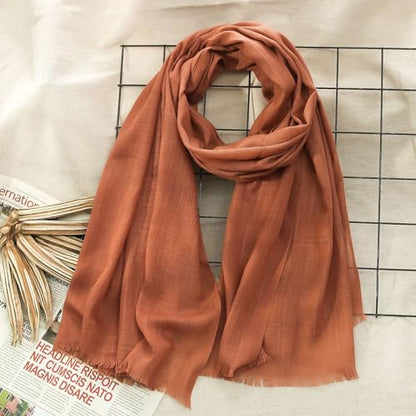 Women's Cotton Scarves Lady Light Soft Fashion Solid Scarf Wrap Shawl - color: Brick Red