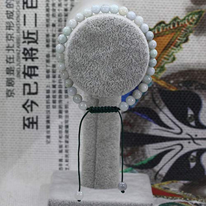 Keleny Natural Gemtone 6mm Round Beads Crystal Adjustable Braided Macrame Tassels Bracelets Unisex - color: Green White Jade