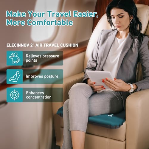 Inflatable Seat Cushion, Self Inflating Memory Foam Stadium Seat Cushion Lightweight Camping Chair Pad Airplane Cushion for Long Flights Outdoor Travel Bleacher Office Car Backpacking (Blue) - color: Blue-1pack
