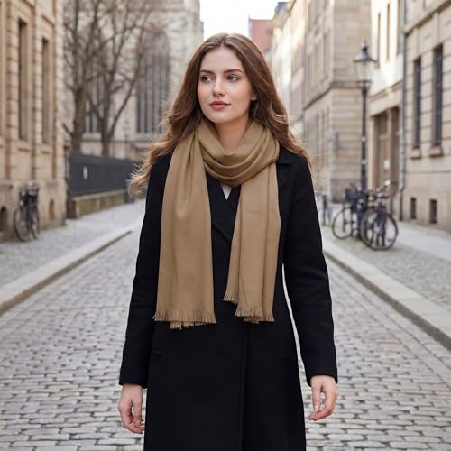 Pashmina shawls and wraps for Evening Dresses Scarf for Women Winter Shawl Wraps for Women Weedings - color: Camel-8