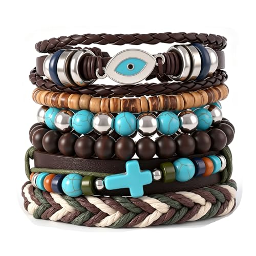 Gothic Bracelet Adjustable Punk Braided Leather Multilayer Grunge Set Bracelets Emo Metal Cuff Wrap Bangles Meaningful Gift - color: J-BZ-18