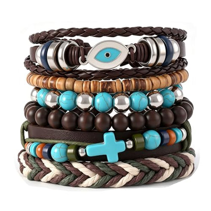 Gothic Bracelet Adjustable Punk Braided Leather Multilayer Grunge Set Bracelets Emo Metal Cuff Wrap Bangles Meaningful Gift - color: J-BZ-18