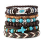 Gothic Bracelet Adjustable Punk Braided Leather Multilayer Grunge Set Bracelets Emo Metal Cuff Wrap Bangles Meaningful Gift - color: J-BZ-18