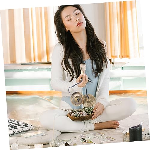 Toyvian 1Pc Brass Meditation Chime Bell with Storage Bag Durable Cymbal Bell for Spiritual Practice Sound for Meditation Decor and Buddhist Rituals