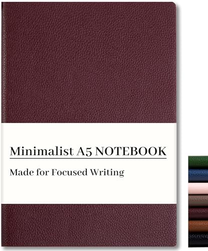 CAGIE Lined Journal Notebook for Men & Women,176 Pages A5 Medium Size, Softcover Leather Journals for Writing, College Ruled Notebook for Work & School, 100 GSM Thick Paper (5.7'' x 8.3'') (Burgundy) - color: Burgundy, size: 1 Pack