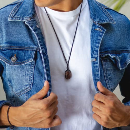 Luck Strings Garnet pendant necklace Spiritual jewelry men women Meditation Balance Grounding gemstone necklace
