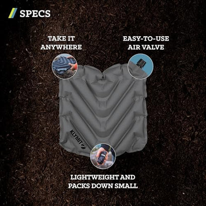 KLYMIT V Seat - Portable, Inflatable Padded Cushion Seat, Perfect for Air Travel, Camping, Backpacking and Bleacher Seats