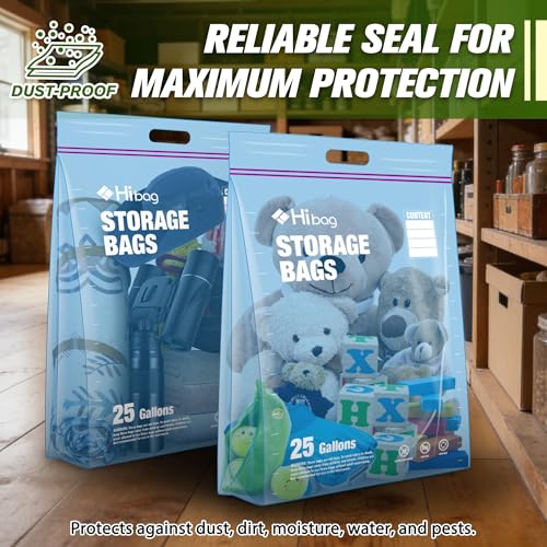 15 Gallon Large Storage Bags, 24” x 24” Zipper Bags with Handle, Extra Large XL Zip Top Bags for Clothes Travel Moving, Blue, Pack of 5 - size: 15gallon-5p