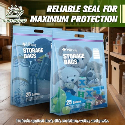 15 Gallon Large Storage Bags, 24” x 24” Zipper Bags with Handle, Extra Large XL Zip Top Bags for Clothes Travel Moving, Blue, Pack of 5 - size: 15gallon-5p