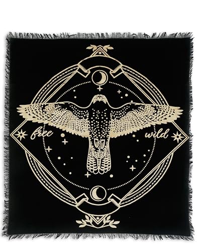 Indian Consigners Altar Cloth Golden Lucky Free Wild Owl Witchcraft Alter Tarot Spread Top Cloth Wicca Square Spiritual 36 by 36 Sacred Cloth (Golden Owl) - color: Golden Owl