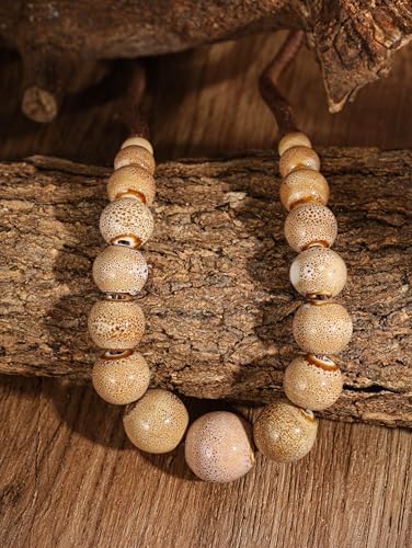 MINACHI Hippie Boho Colorful Ceramic Round Beads Strand Necklace, Bohemian Fashion Statement Jewelry Gift for Women - color: S05