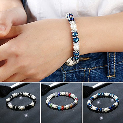Healing Crystals Bracelet Handmade Natural Gemstones Beads Elastic Natural Stone Yoga Beads Bracelet Heart-Shaped, Modern Artisanal Beaded Unisex 7.6 inches Turquoise - color: Colorful #A