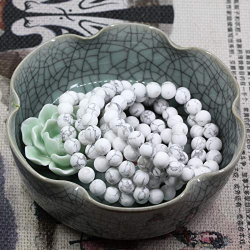 Amandastone Natural Gemstone 8mm Round Beads Stretch Bracelet 7 Inch - color: Matt howlite