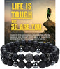 Men's Triple Protection Bracelet Set – Black Obsidian, Hematite & Lava Stone Beaded Bracelets with Cross for Strength & Grounding