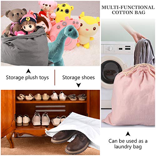 PlasMaller Dust Cover Storage Bags Purified 100% Cotton Flannel with Drawstring Pouch For Handbags Purses Pocketbooks Shoes Boots Set of 3 (White+Grey+Pink) - color: White+Grey+Pink