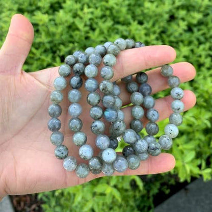 Adabele 1pc Natural Stretch Gemstone Bracelet 8mm (0.31") Bead 7 Inch to 8.5 inch Healing Crystal Energy Quartz Chakra Jewelry Women Unisex Birthday Gift - color: Labradorite (light grey), size: 7.5 inch