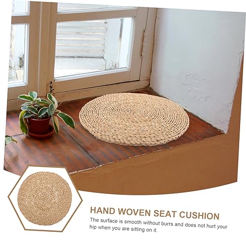 Happyyami Japanese Style Hand Woven Floor Pillow Cushion for Meditation and Yoga Decorative Meditation Pad Comfortable Seating for Home and Temple Use Dark