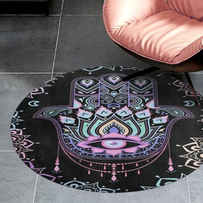 Hamsa Hand of Fatima Meditation Mandala Ultra Soft Non-Slip Area Rugs Indoor Coral Velvet Floor Mat Short Flannel Carpet for Living Room Bedroom Dining Room