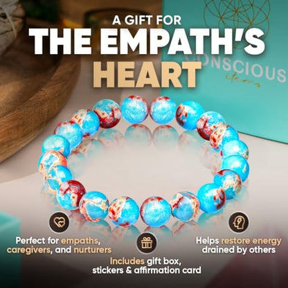 Conscious Items Protection Bracelets for Women & Men, Healing Crystal Bracelet with Natural Stones for Energy Shielding, Grounding, Stress, & Negative Energy Protection - style: Empath's Shield