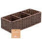 myHomeBody Wicker Basket With 3 Compartments, For Toilet Tank Paper Rolls, Hand Woven Bathroom Countertop Organizer, Bedroom Organization, 1pc, Dark Walnut - color: Dark Walnut