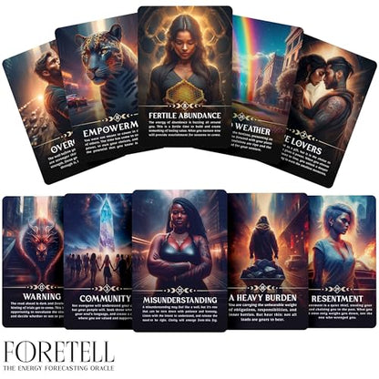 Foretell: The Energy Forecasting Oracle by River Aether - A Modern Tarot Alternative for Psychic Clarity - 78 Oracle Cards with Keywords and Meanings on Them for Beginners to Advanced Readers