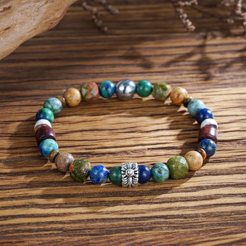 Boho Bead Bracelet for Women, Handmade Natural Stone Gold Silver Beaded Colorful Bracelets Trendy Jewelry Gifts for Lover, Mom, Friends - color: Silver