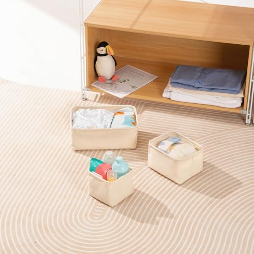 Foldable Storage Bins with Lids Cotton Canvas Rectangular Storage Box Ideal for Organization Lightweight and Durable (11.22 x 2.95 x 4.72) - size: 11.22 x 2.95 x 4.72"