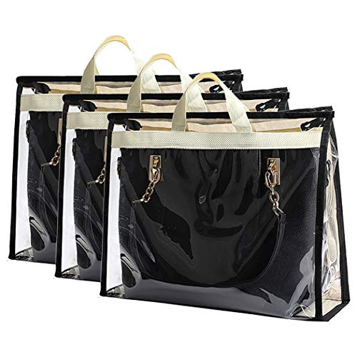 Outgeek 3PCS Purse Storage Bag Organization Purse Dust Bag Organizer Clear Plastic Lightweight Protective Waterproof Handbag Protector - color: White