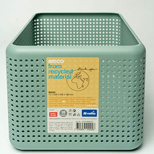Rotho Storage Box Without lid 13 l, Plastic (PP) BPA-free, Green, 13l (32,6 x 23,8 x 18,8 cm) - color: Green