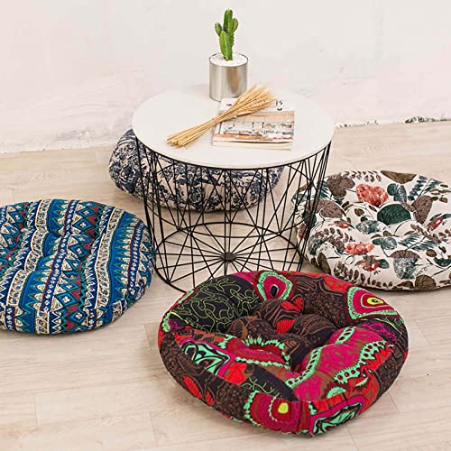 ZEALMAX Retro Round Thick Floor Pillow Cushion, Indoor Outdoor Cotton Linen Futon Seat Cushion
