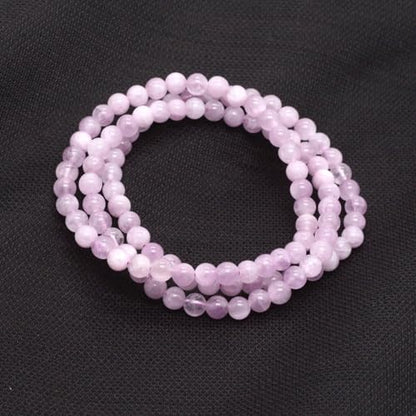 Justinstones Gem Semi Precious Gemstone 3pcs 4mm Round Beads Stretch Bracelet 6.5 Inch Unisex - color: Kunzite