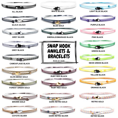 Made by Nami Nautical Rope Bracelet for Men Waterproof & Adjustable Wrap String Bracelets with Snap Hook Gift for Him - color: Neon Green Black