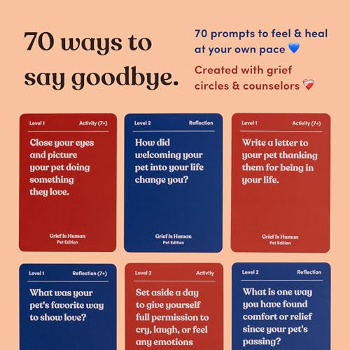 Grief is Human (Pet Edition) | Family & Friends Conversation Cards for Grieving | 70 Reflection Cards to Help You Process The Journey of Losing a Beloved Pet | Therapy for Adults | 1+ Players - style: Grief is Human (Pet Edition)