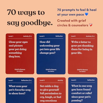 Grief is Human (Pet Edition) | Family & Friends Conversation Cards for Grieving | 70 Reflection Cards to Help You Process The Journey of Losing a Beloved Pet | Therapy for Adults | 1+ Players - style: Grief is Human (Pet Edition)