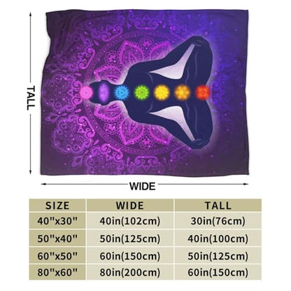 Seven Chakra Yoga Meditation Lotus Purple Mandala Blanket Throw Blanket Ultra-Soft Cozy Micro Fleece Blanket for Sofa, Bed & Travel Use-All Seasons Suitable 50"X40" Inch - color: 3, size: 50"x40"