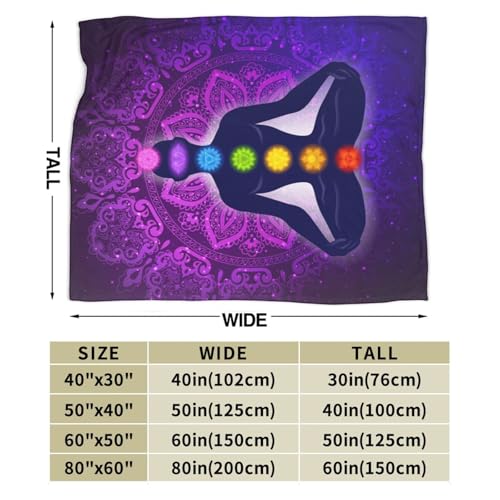 Seven Chakra Yoga Meditation Lotus Purple Mandala Blanket Throw Blanket Ultra-Soft Cozy Micro Fleece Blanket for Sofa, Bed & Travel Use-All Seasons Suitable 80"X60" Inch - color: 3, size: 80"x60"