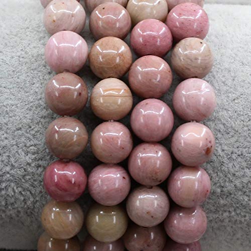 Keleny Gem Semi Precious Gemstones 8mm Natural Quartzite Stone Round Beads Crystal Stretch Bracelet 7 Inch Unisex - color: Pink Rhodonite