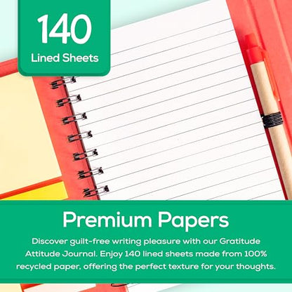 Gratitude Attitude Journal with Meditation Music, Pen, Pad, Sticky Notes, Color Tabs. A self care gift to encourage positive thoughts and mental wellness. (Green, Unisex) - color: Green