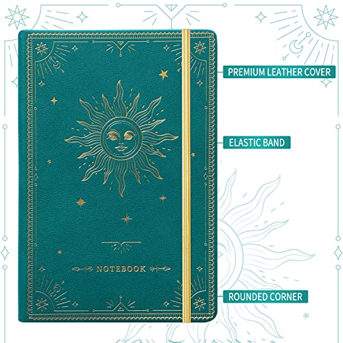 Artfan Ruled Notebook/Journal – Premium Thick Paper Faux Leather Classic Writing Notebook with Pocket + Page Dividers Gifts, Banded, Large, 144 Pages, Hard Cover, Lined (5.8 x 8.4) - Jungle Green - color: Green1