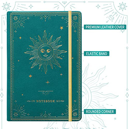 Artfan Ruled Notebook/Journal – Premium Thick Paper Faux Leather Classic Writing Notebook with Pocket + Page Dividers Gifts, Banded, Large, 144 Pages, Hard Cover, Lined (5.8 x 8.4) - Jungle Green - color: Green1