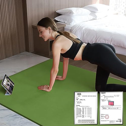 Hatha Yoga Large TPE Yoga Mat 6'x4'x1/2" Extra Thick Non-Slip Exercise Mat - for Yoga Pilates & Home Gym Workouts - color: Green