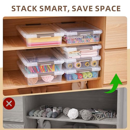 Citylife 10 PCS Plastic Storage Bins with Latching Lids Portable Project Case Clear File Box Stackable Storage Containers for Organizing A4 Paper, Photo, Document, Scrapbook - size: 5QT, style: 10 PCS