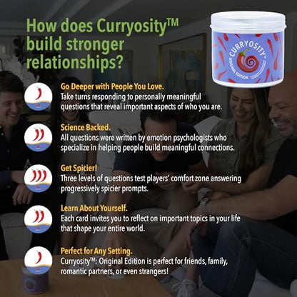 Curryosity™ Original Edition – 120 Conversation Starter Cards for Family & Friends | Icebreaker Game with 3 Spice Levels | Fun Card Game for Building Trust, Connection & Meaningful Conversations - style: Original