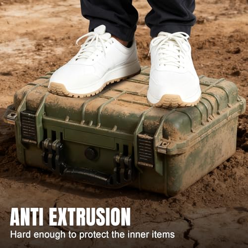 Jack Boss 16x 12.8x 6.8 Inch Hard Case, Portable Weather Waterproof Protective Camera Case with Customizable Foam, Fit Use of Drones, Camera, Equipments, Green - color: GREEN, size: 16x12.8x6.8 in