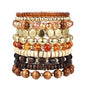 Boho Multilayer Crystal Bead Bracelets for Women Handmade Colorful Wooden Beads Stretch Beach Jewelry String Charm Bracelet - style: Style J