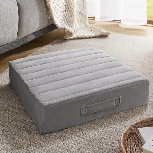 Codi Floor Cushions for Adults, Large Meditation Pillows with Thick Foam and Soft Tufted Covers, Washable Square Seating for Couch and Yoga Sitting, 22×22×5 inch Grey - color: Grey, size: 22 Inch (Pack of 1)