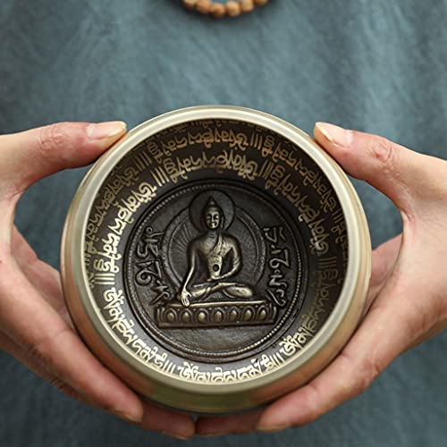 Copper Bowl Bronze Chime Bowl Tibetan Singing Bowl Meditation Buddha Sound Bowl Buddhist Sound Bowl Ornament for Healing Prayer Relaxation Bowl,11cm