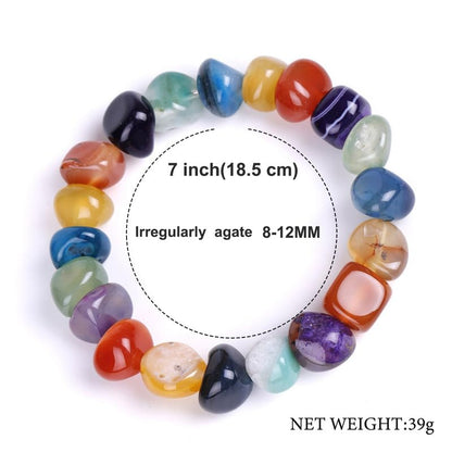 HZHRony Healing Crystal Stone Beads Bracelet Irregular Gemstone Beaded Bracelets For Women and Men Anxiety Relief Yoga Bracelet Jewelry Gifts 7 Inch - color: Rainbow