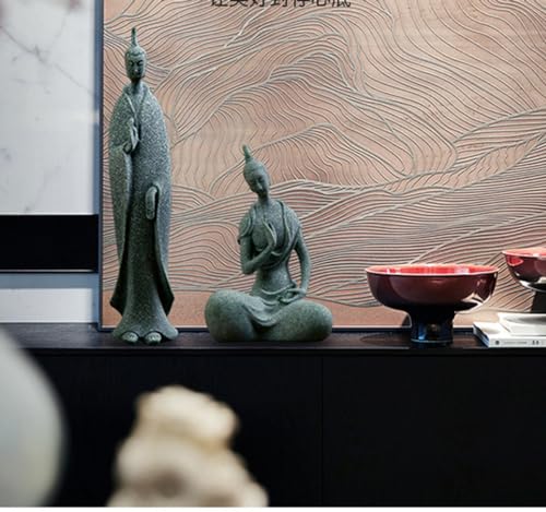 Home Buddha Statue for Home, Zen Desktop Buddha Statue Set of 3, Chinese-Style Tranquil Decorative Figurines for Zen Gardens and Meditation Spaces,